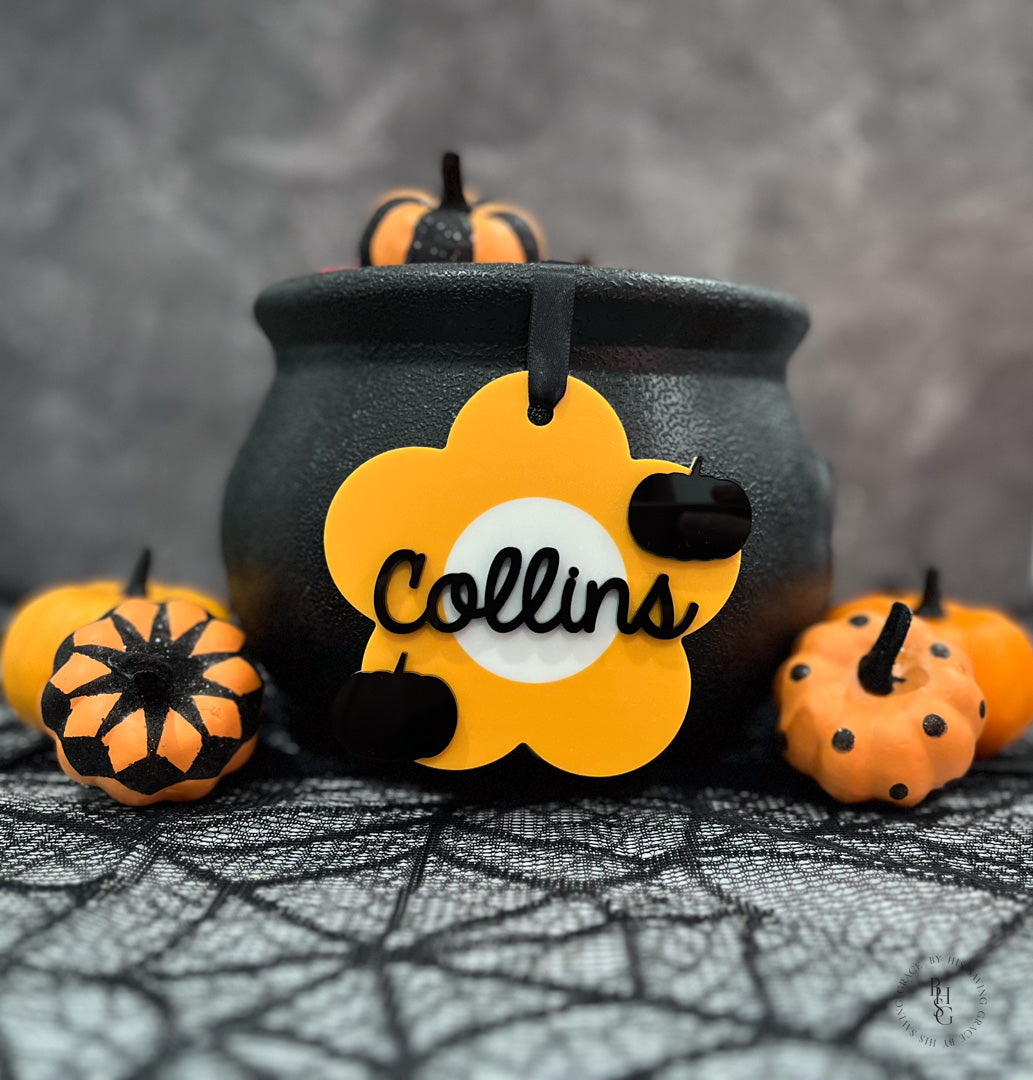 Daisy Halloween Name Tag with UV Printed Design