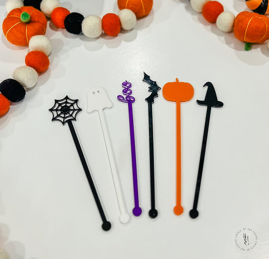 Set of 6 Halloween Drink Stir Sticks