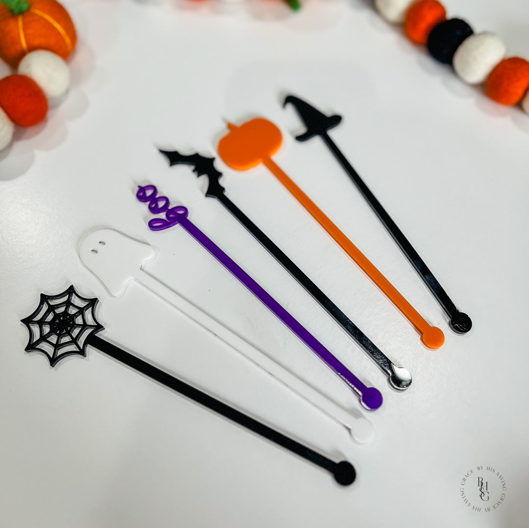 Set of 6 Halloween Drink Stir Sticks