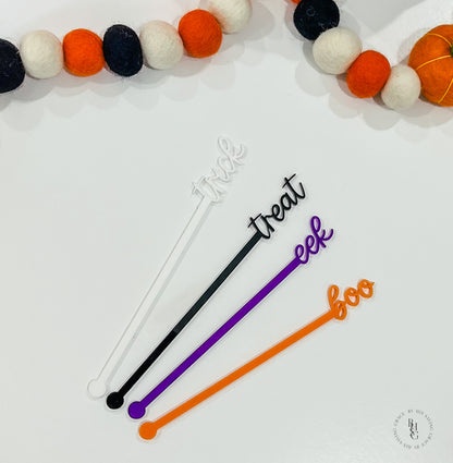 Set of 4 Halloween Drink Stir Sticks