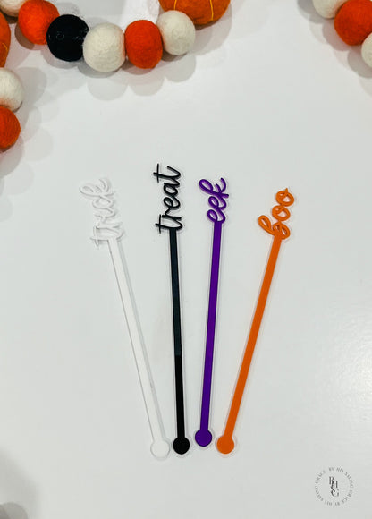 Set of 4 Halloween Drink Stir Sticks