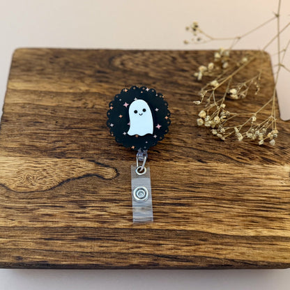 Happy Ghost or Pumpkin Halloween Badge Reel