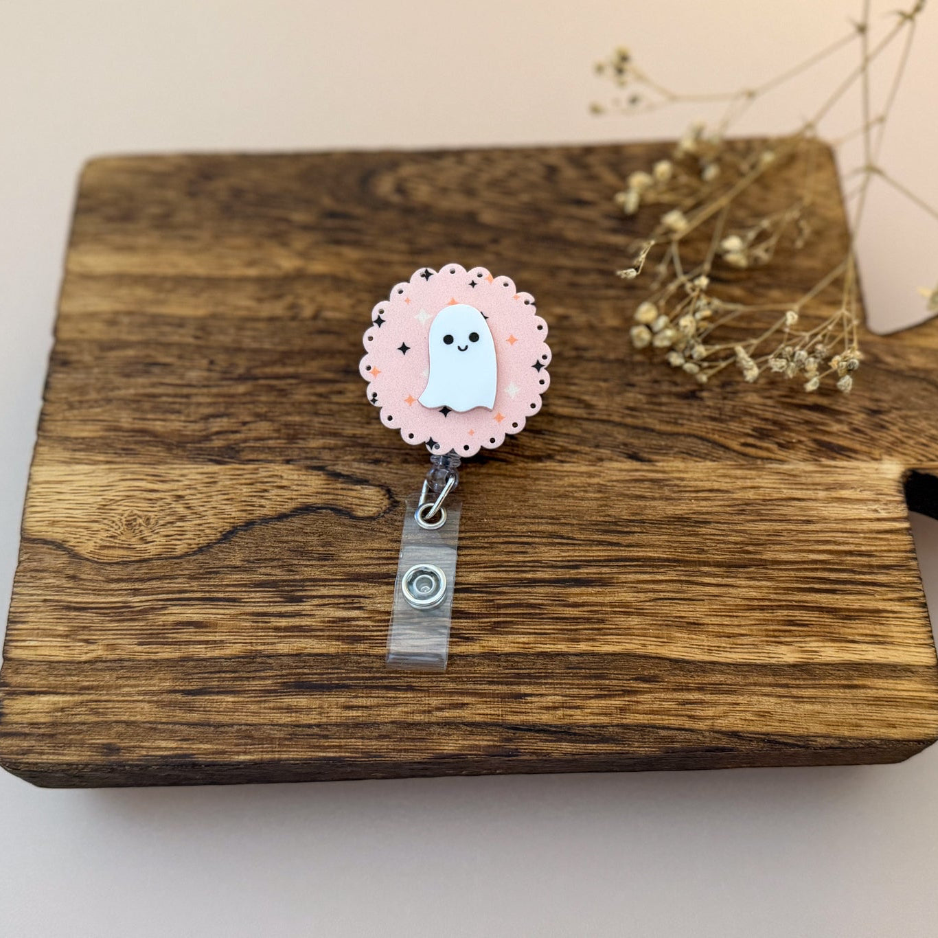 Happy Ghost or Pumpkin Halloween Badge Reel