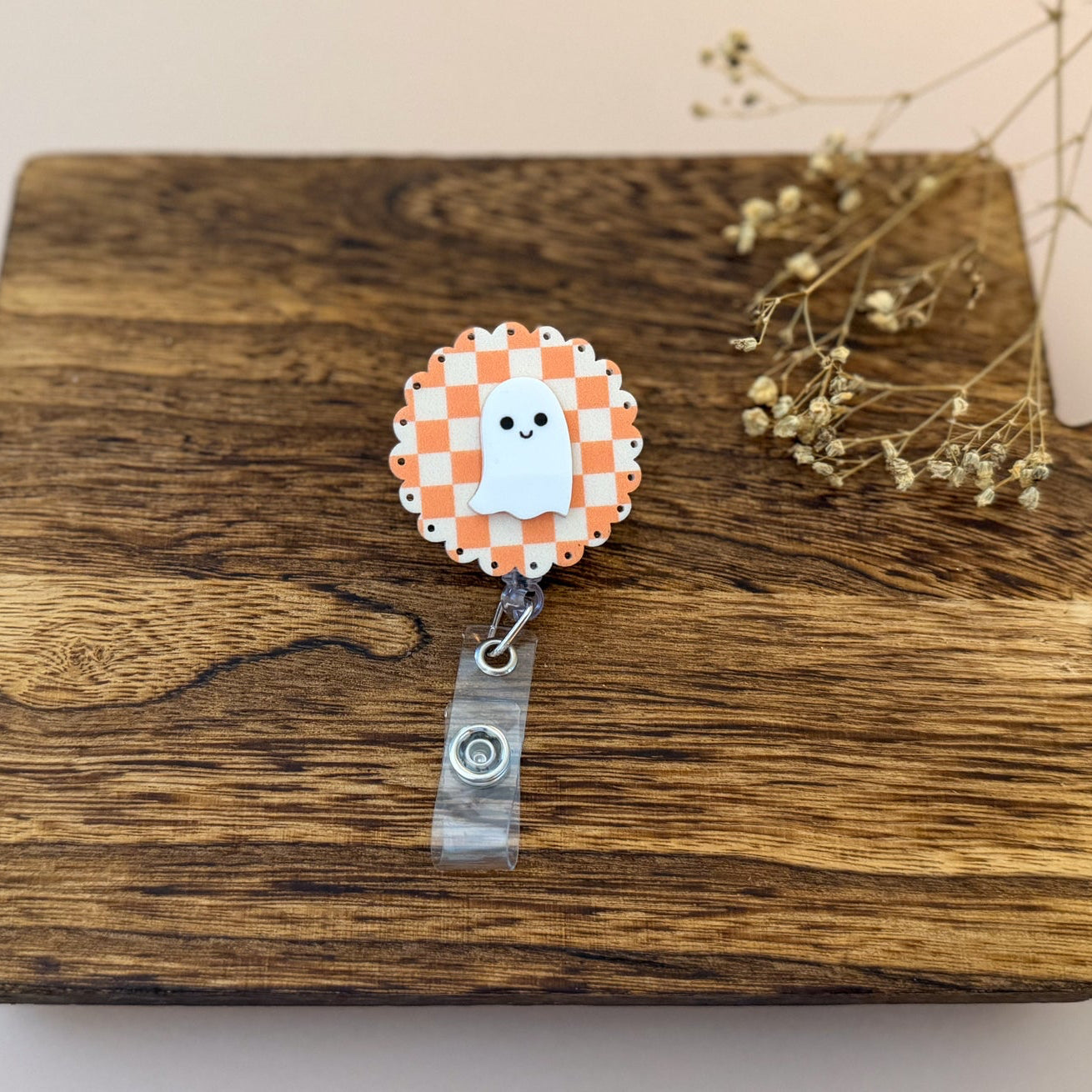 Happy Ghost or Pumpkin Halloween Badge Reel
