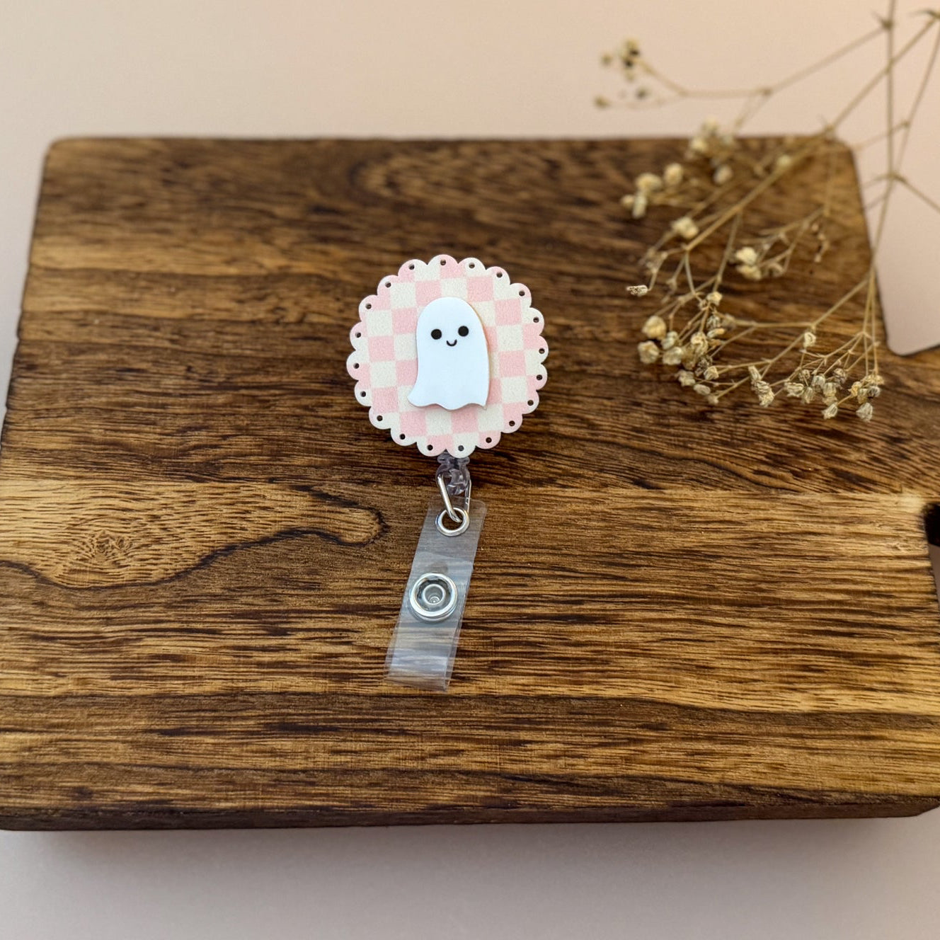 Happy Ghost or Pumpkin Halloween Badge Reel
