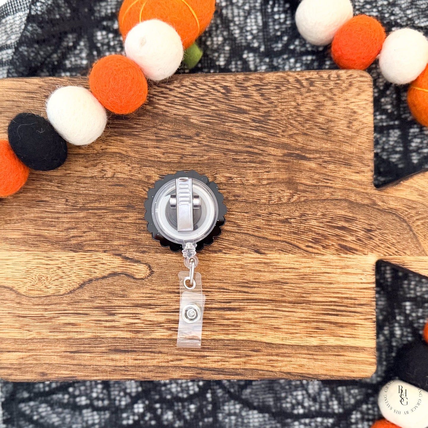 Glitter Ghost Or Pumpkin Badge Reel