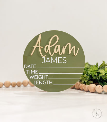 3D Acrylic Arch Monthly Milestone Discs For Baby Photos + Matching Nameplate