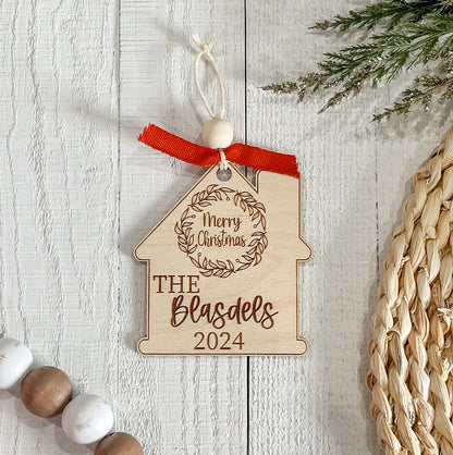 Wooden New Home 2024 Ornament