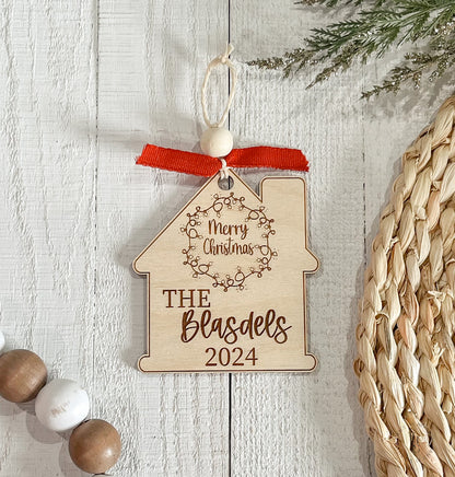 Wooden New Home 2024 Ornament