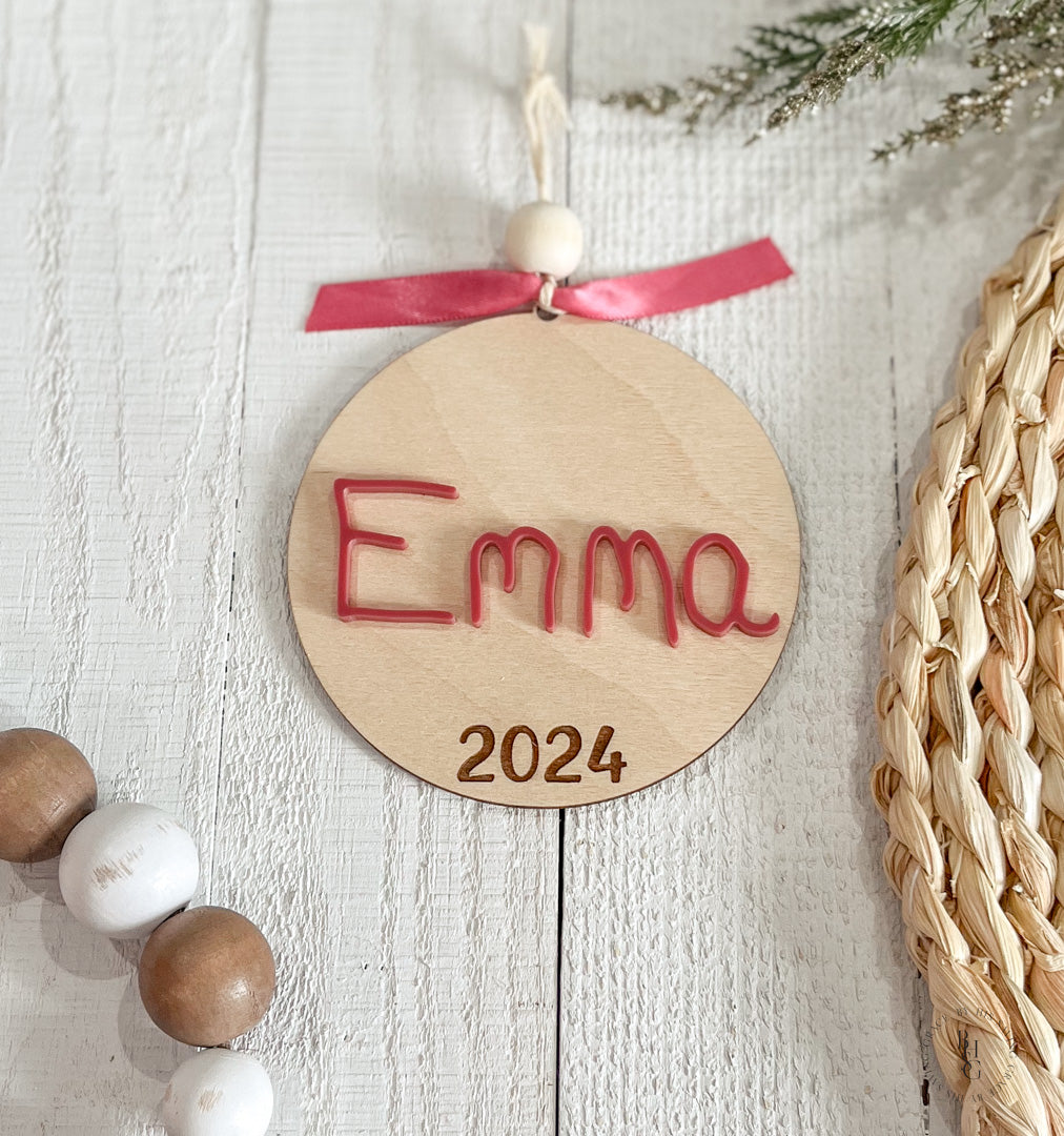 Wooden Handwritten Name 2024 Ornament