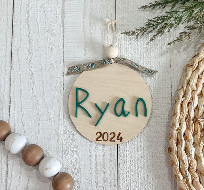 Wooden Handwritten Name 2024 Ornament