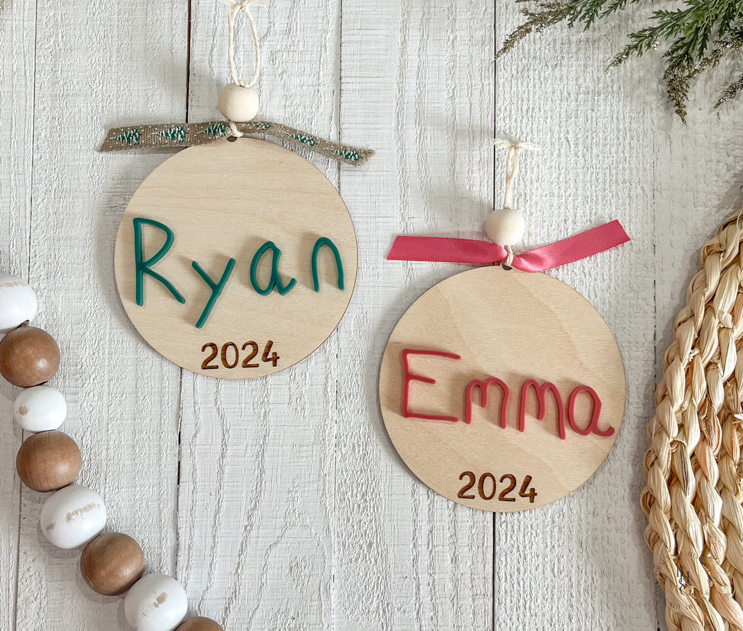 Wooden Handwritten Name 2024 Ornament