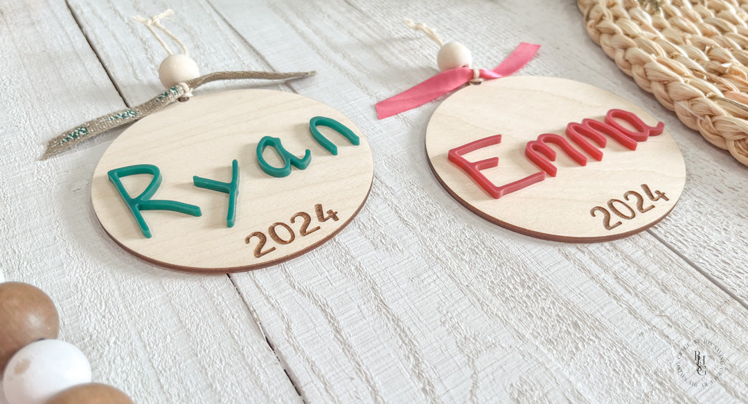 Wooden Handwritten Name 2024 Ornament