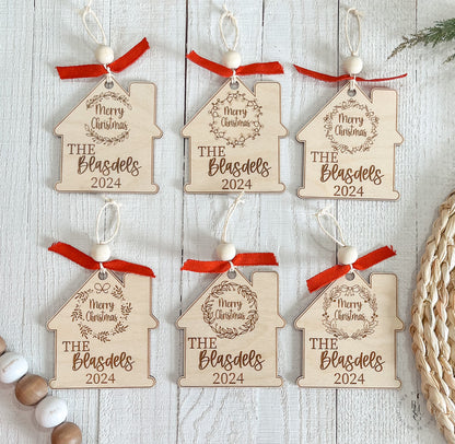 Wooden New Home 2024 Ornament