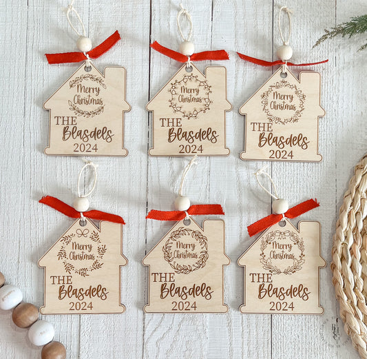 Wooden New Home 2024 Ornament