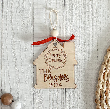 Wooden New Home 2024 Ornament