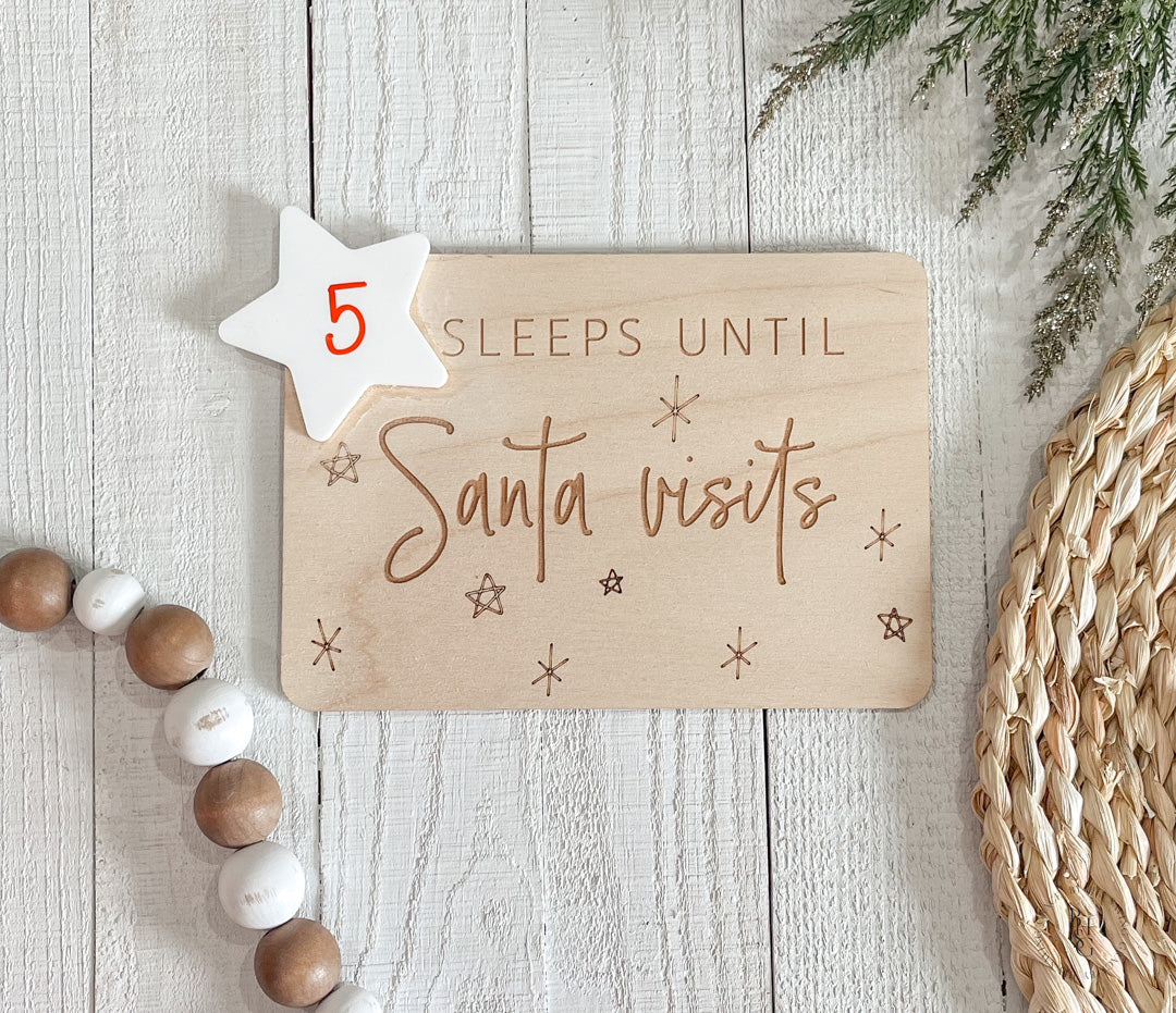 Sleeps Until Santa Visits Countdown Sign