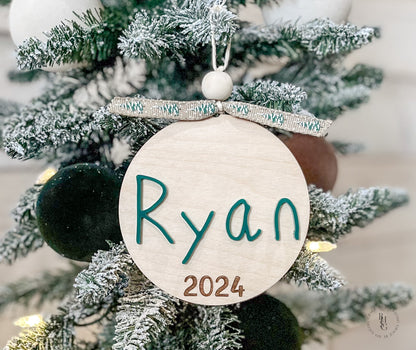 Wooden Handwritten Name 2024 Ornament