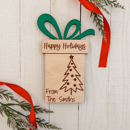 Merry Christmas & Happy Holidays Christmas Tree Gift Card Holder