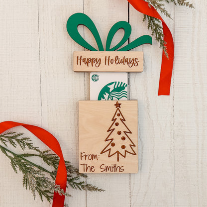 Merry Christmas & Happy Holidays Christmas Tree Gift Card Holder
