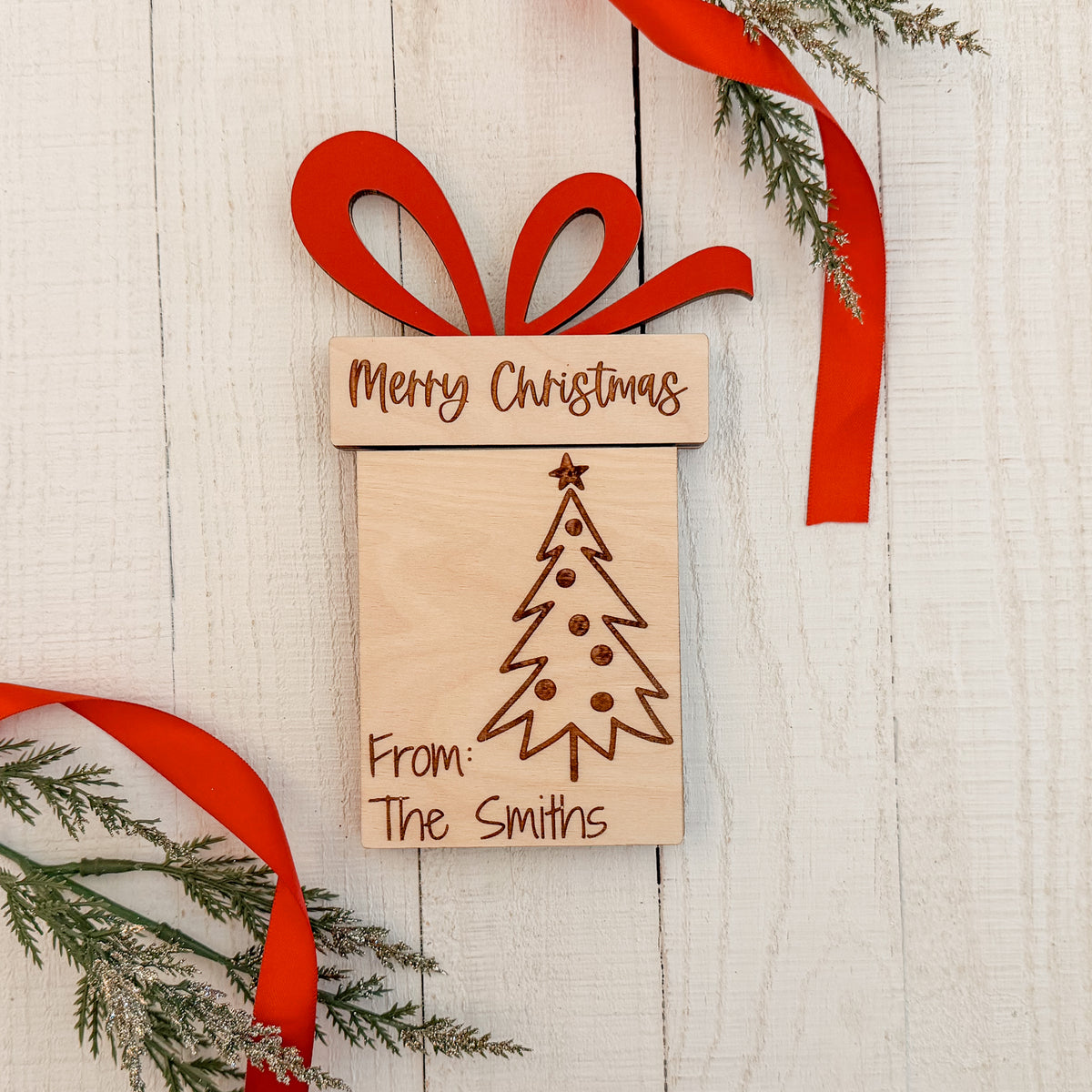 Merry Christmas & Happy Holidays Christmas Tree Gift Card Holder
