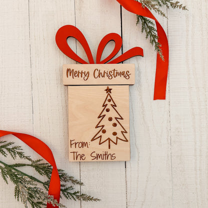 Merry Christmas & Happy Holidays Christmas Tree Gift Card Holder