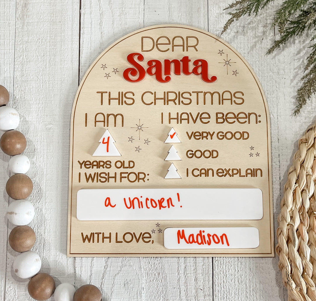 Reusable Dear Santa Dry Erase Letter Board