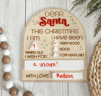 Reusable Dear Santa Dry Erase Letter Board