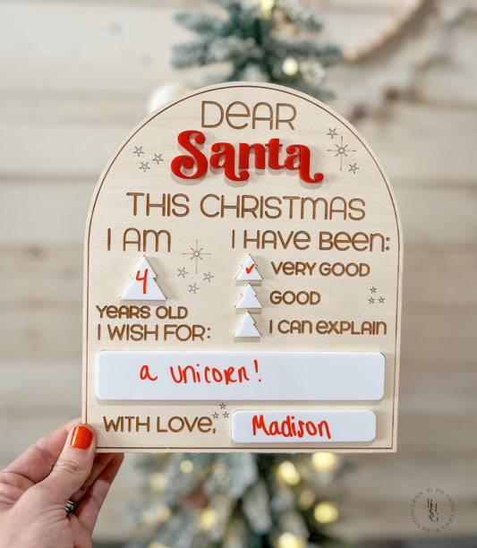 Reusable Dear Santa Dry Erase Letter Board