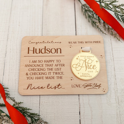 Santa's Official Nice List Medal & Certificate