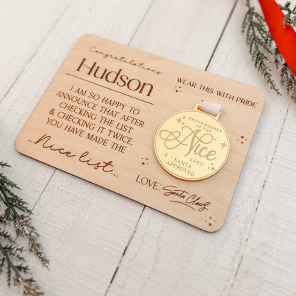 Santa's Official Nice List Medal & Certificate