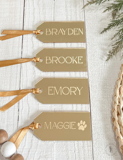 Acrylic Stocking or Gift Tag With Engraved Name