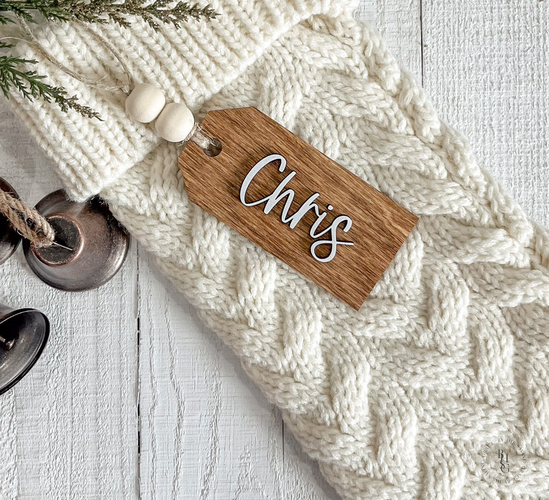 Personalized Wooden Stocking Tags or Gift Tags With 3D Name