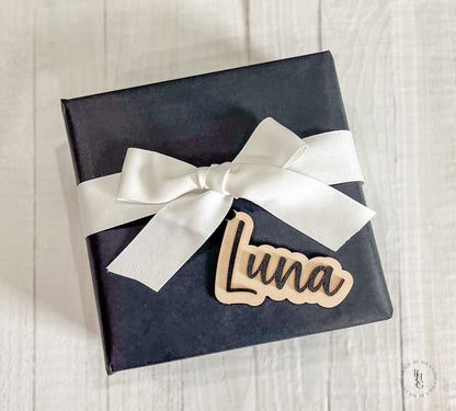 Personalized Wooden Stocking Tags or Gift Tags With 3D Name