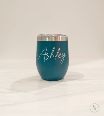 12oz Stainless Steel Wine Tumbler Engraved With Your Name