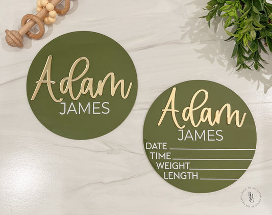 Acrylic Baby Announcement Sign With UV Printed Details