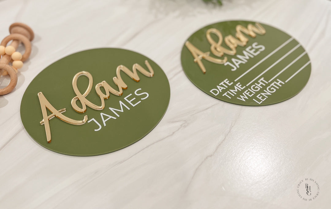 Acrylic Baby Announcement Sign With UV Printed Details