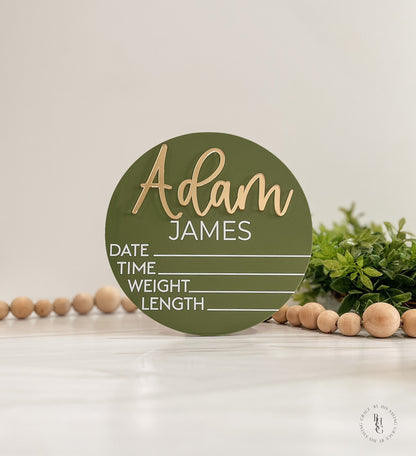 Acrylic Baby Announcement Sign With UV Printed Details