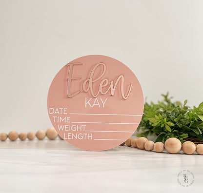 Acrylic Baby Announcement Sign With UV Printed Details