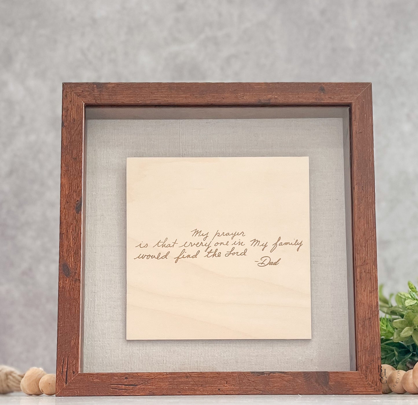 Personalized Handwriting Shadow Box