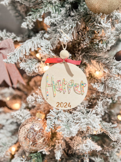 Wooden Handwritten Name 2024 Ornament