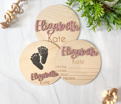 Wooden Baby Announcement Signs In Spanish