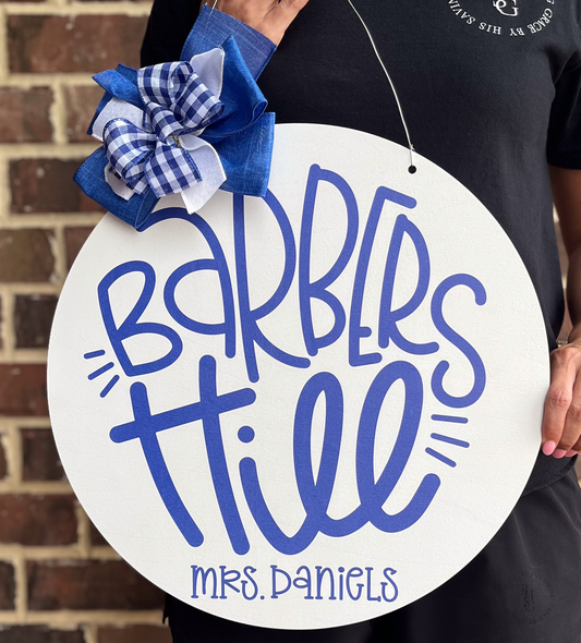 Personalized Barbers Hill Door Hanger