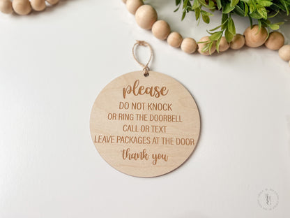 Wooden Do Not Disturb Sign For Doorbell