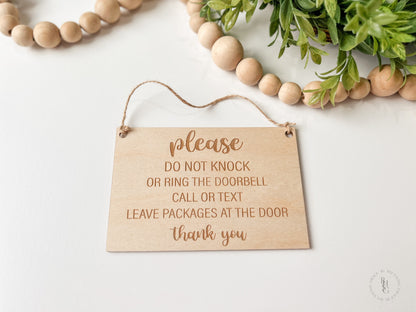 Wooden Do Not Disturb Sign For Doorbell