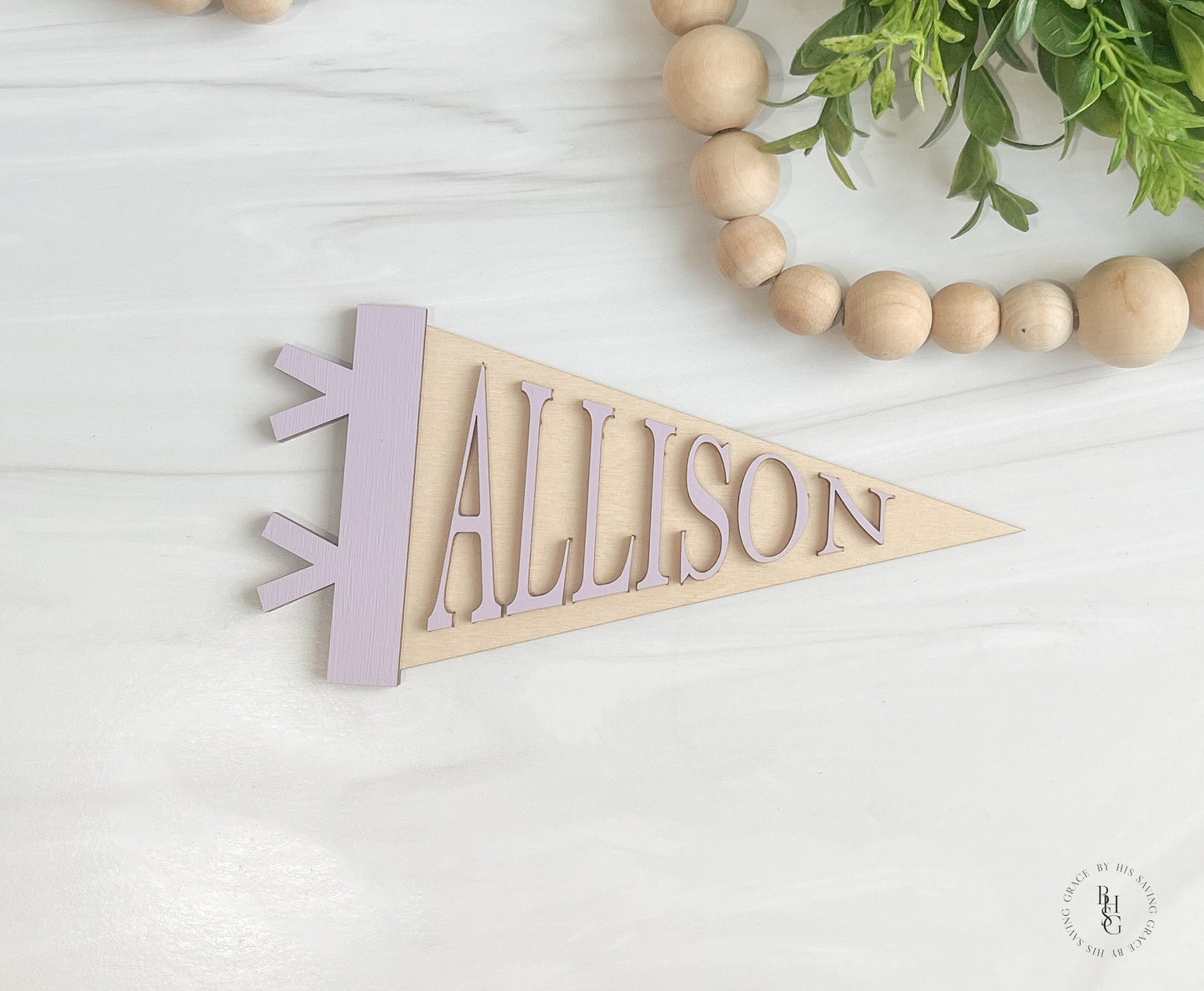 Wooden Pennant Name Flag