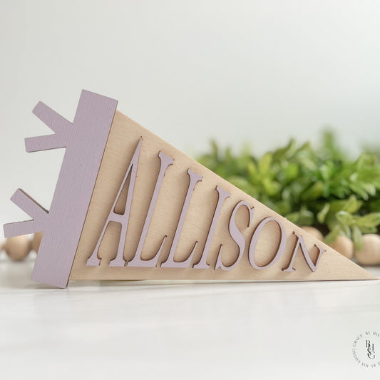 Wooden Pennant Name Flag