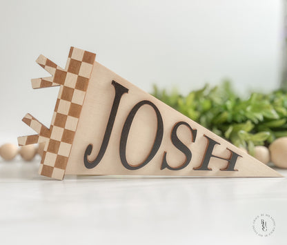 Wooden Pennant Name Flag