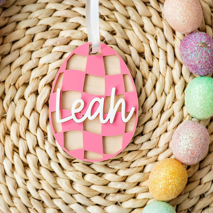 Checkered Easter Egg Tag