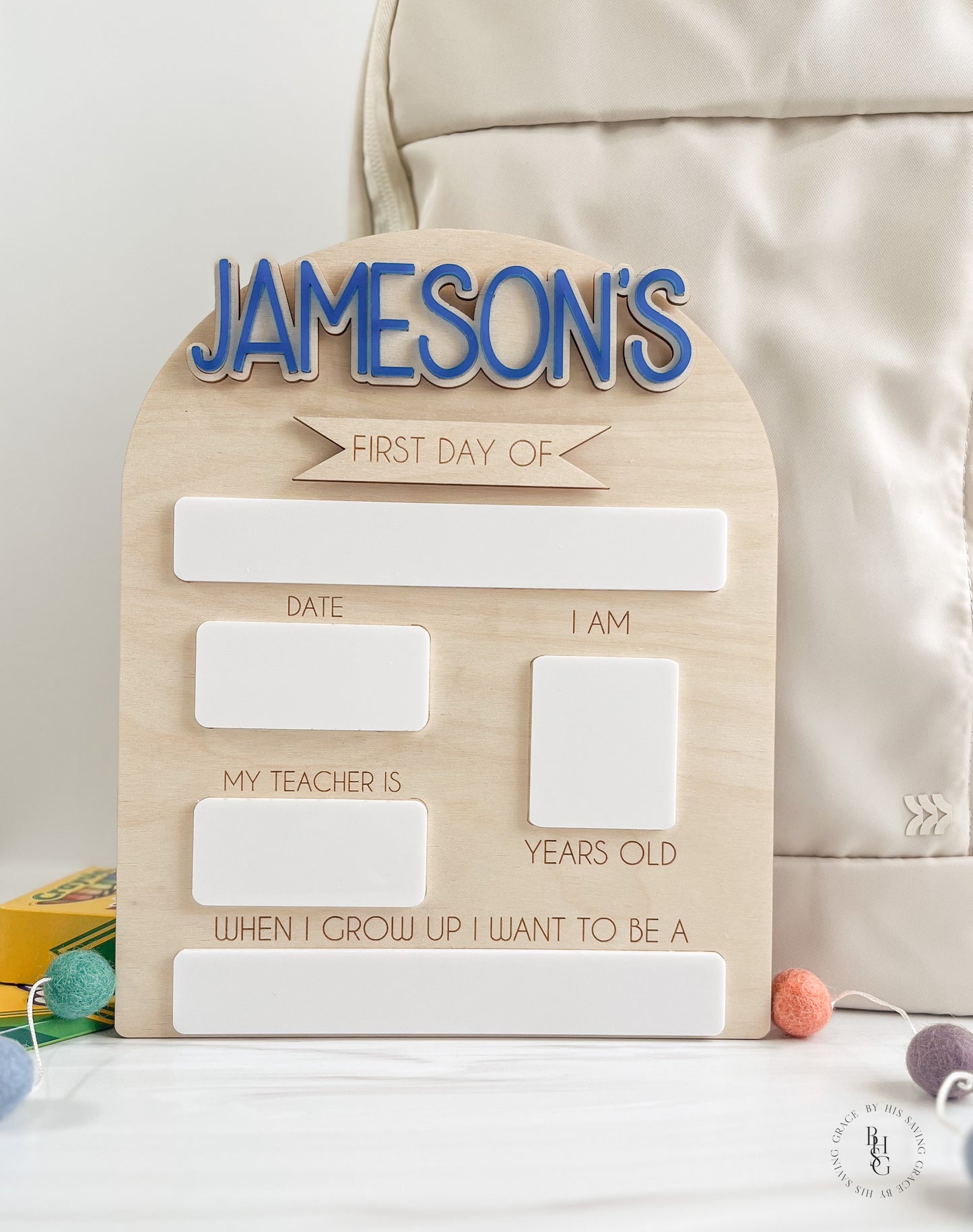 Personalized Interchangeable First and Last Day School Sign